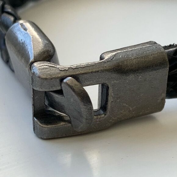 Men’s Black Ibiza Vegan Leather Multi-Strand Cuff Bracelet with Faux Turquoise - Picture 9 of 11